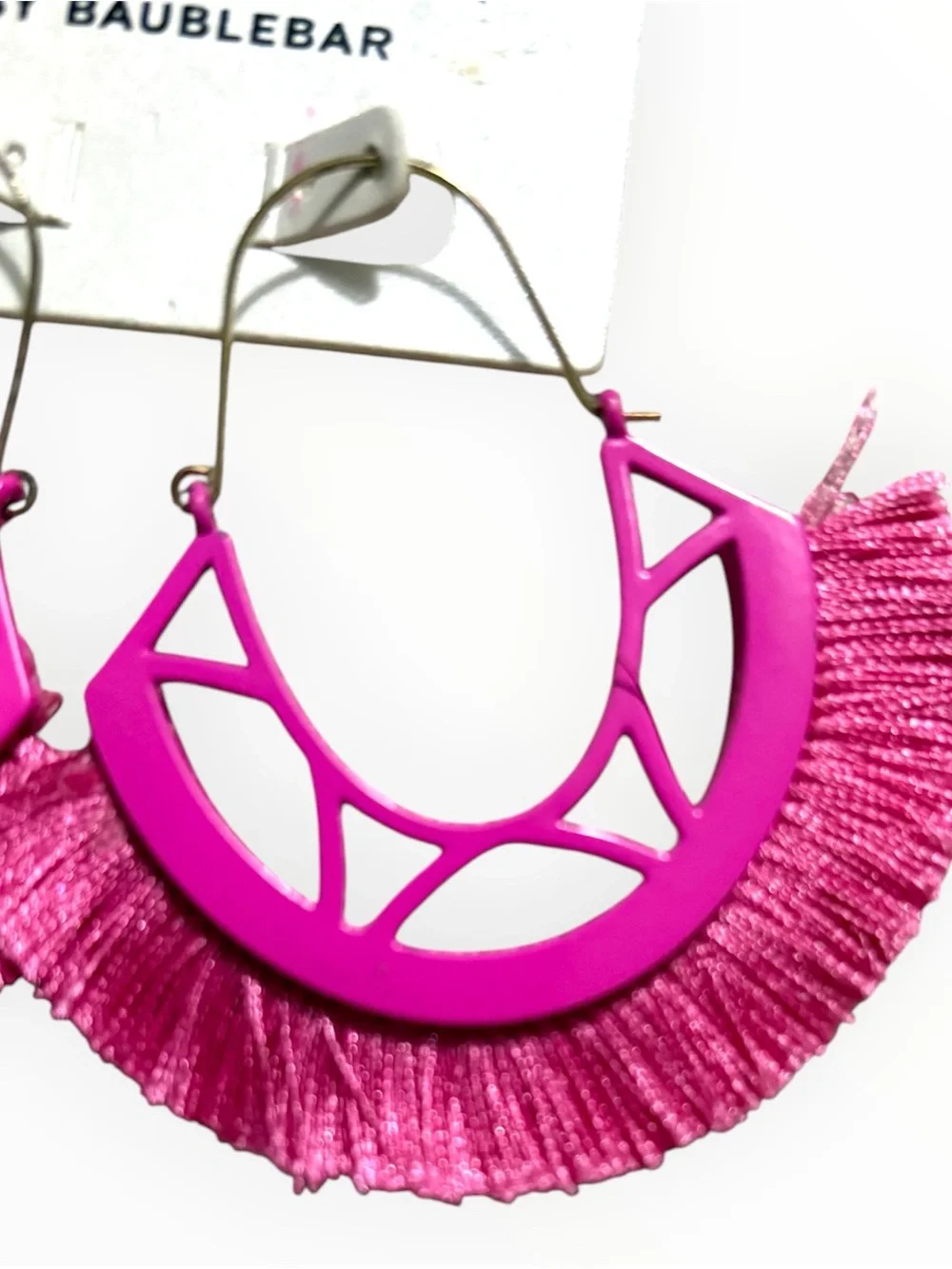 Sugarfix by BaubleBar Hot Pink Fringe Hoop Earrings